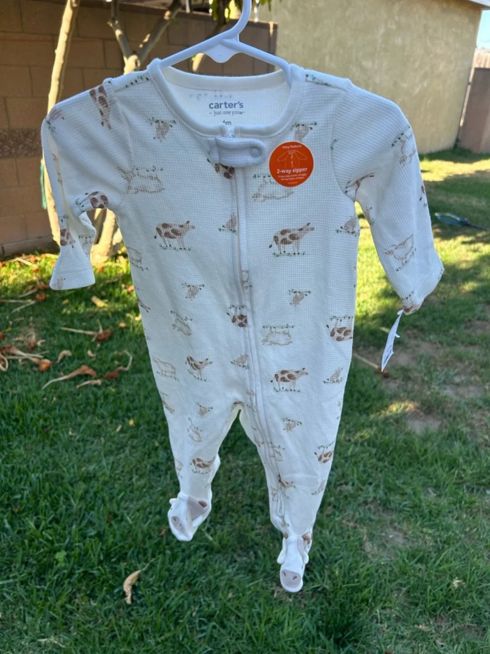 Carter's Cream Waffle Farm Animal Zip-Front Footie